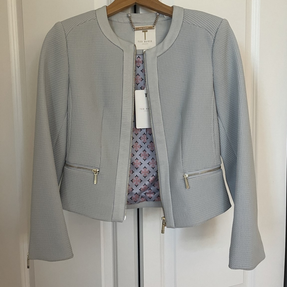 Ted Baker Blue-Grey Blazer w/ Zipper size 2
